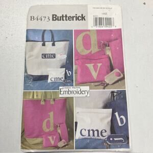 Butterick B4473 Monogram Tote Bag, Cosmetic bag, eyeglasses case, key Fog Sewing